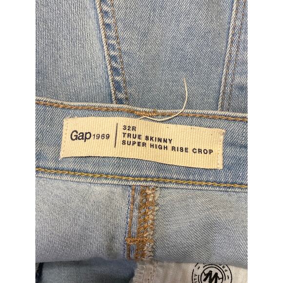 Gap 1969 True Skinny Super High Rise Crop Blue Light Wash Denim Jeans Size 32 - Picture 4 of 5